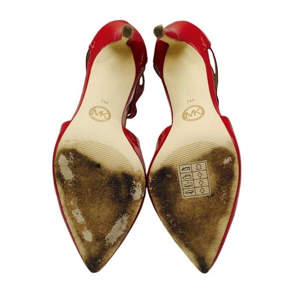 MICHAEL MICHAEL KORS Catia Red Pointed Toe Strappy Heels Patent Leather 7 4" - Picture 8 of 11